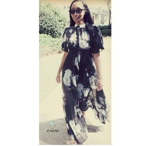 Black Gray Maxi Dress